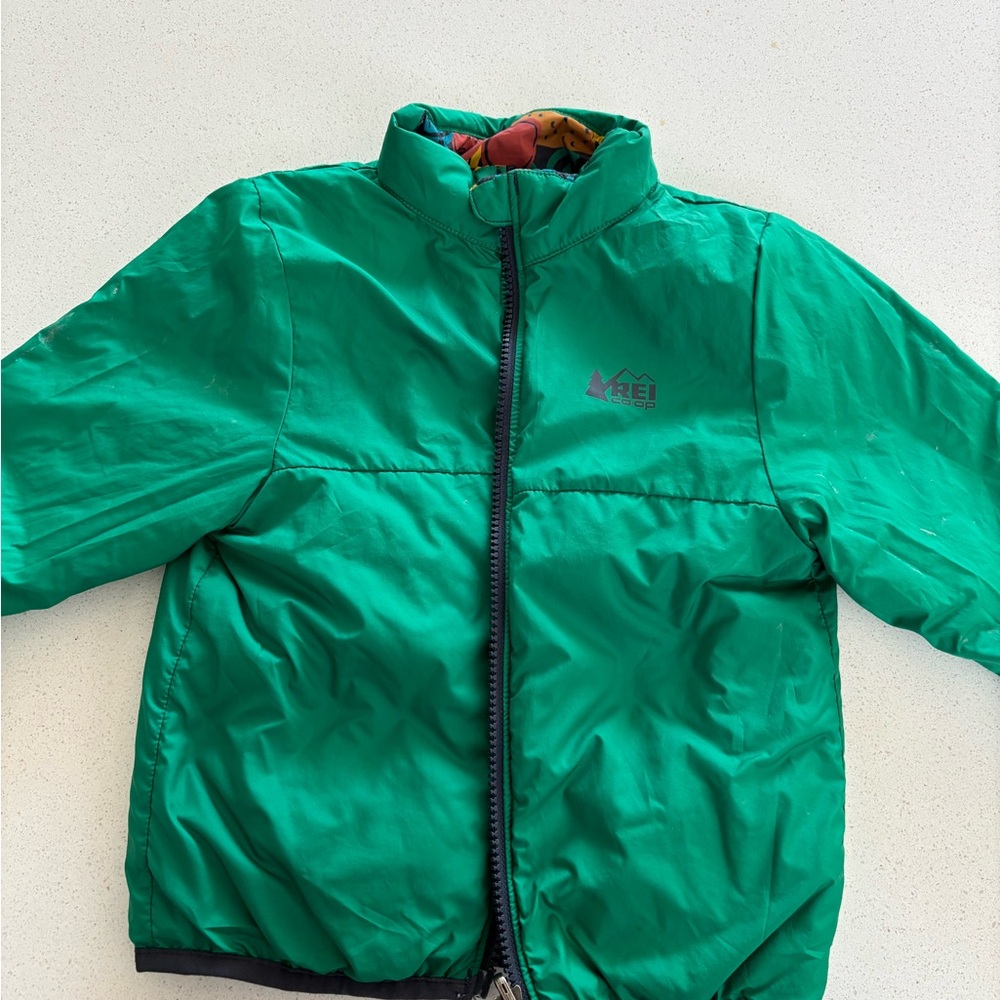 REI Kids Vibrant Green Puffer Jacket - Reversible